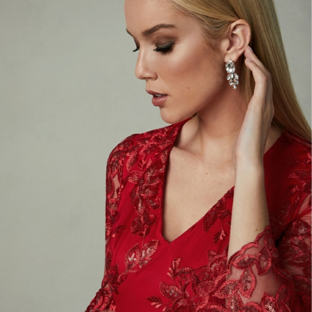 NWOT Red sequin lace dress by LM collection - Picture 4 of 10